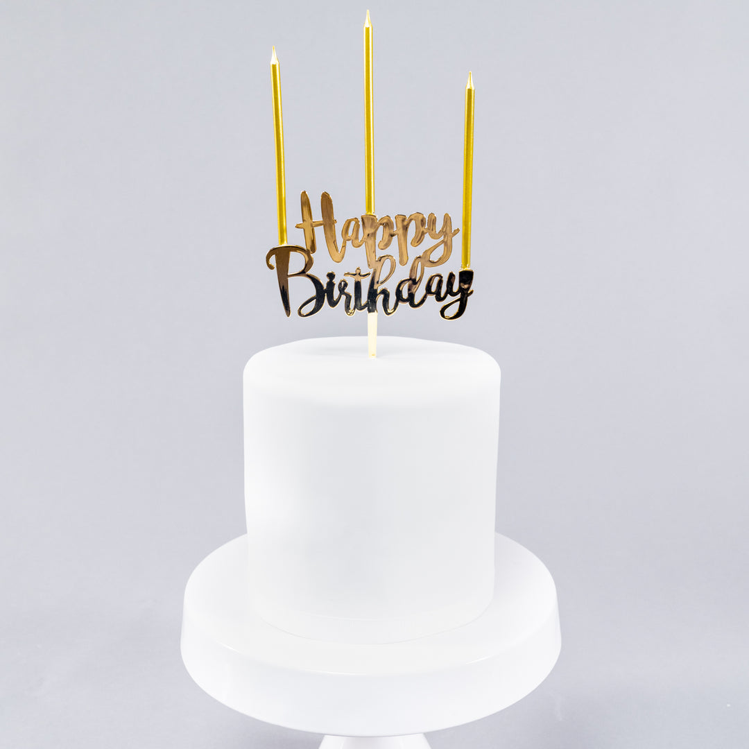 Happy Birthday Topper w/ 3 Candles