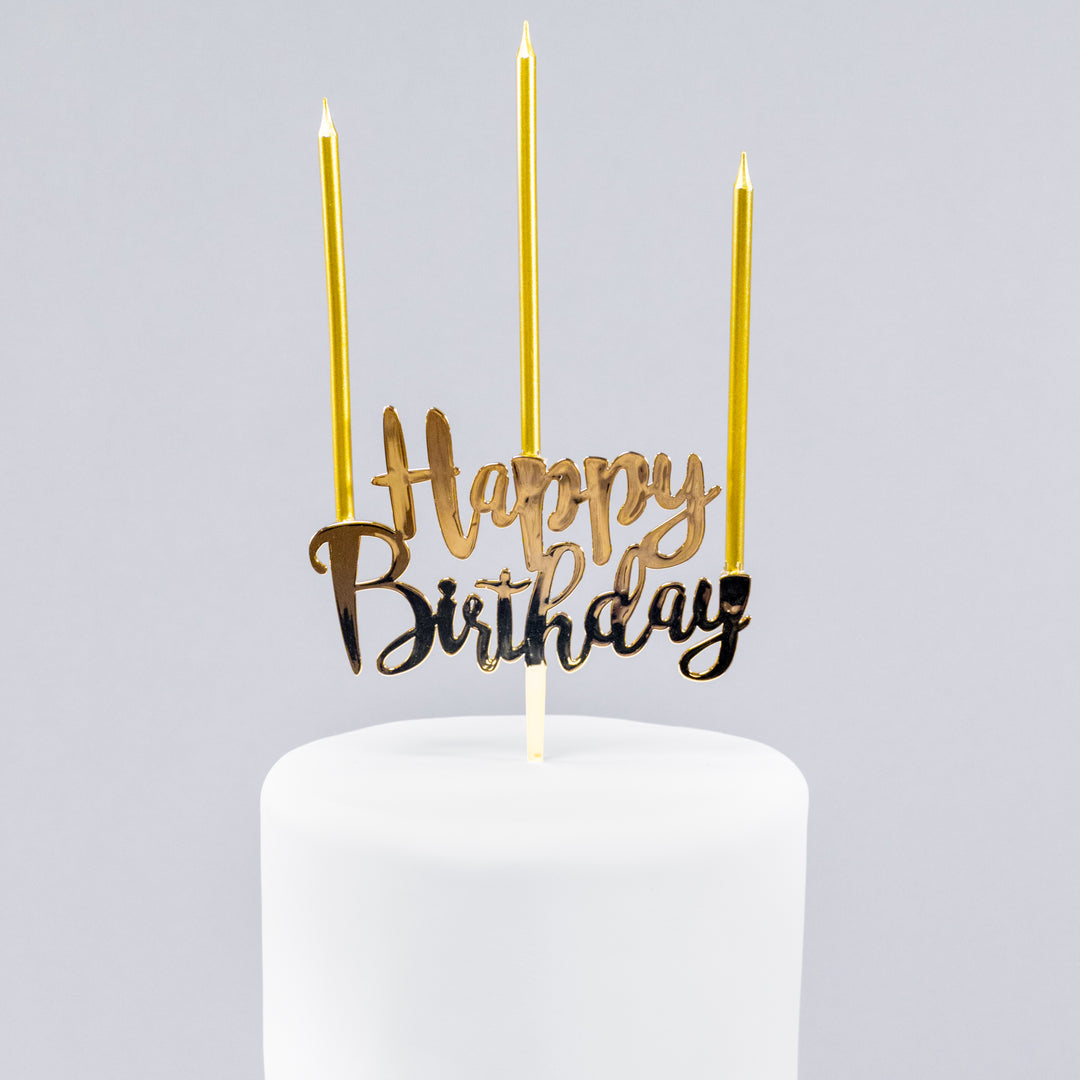 Happy Birthday Topper w/ 3 Candles